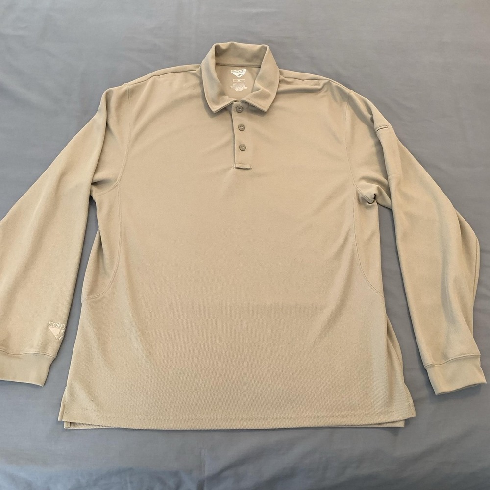 Condor Polo Shirt Mens XL Beige Long Sleeve Tactical Polyester Military